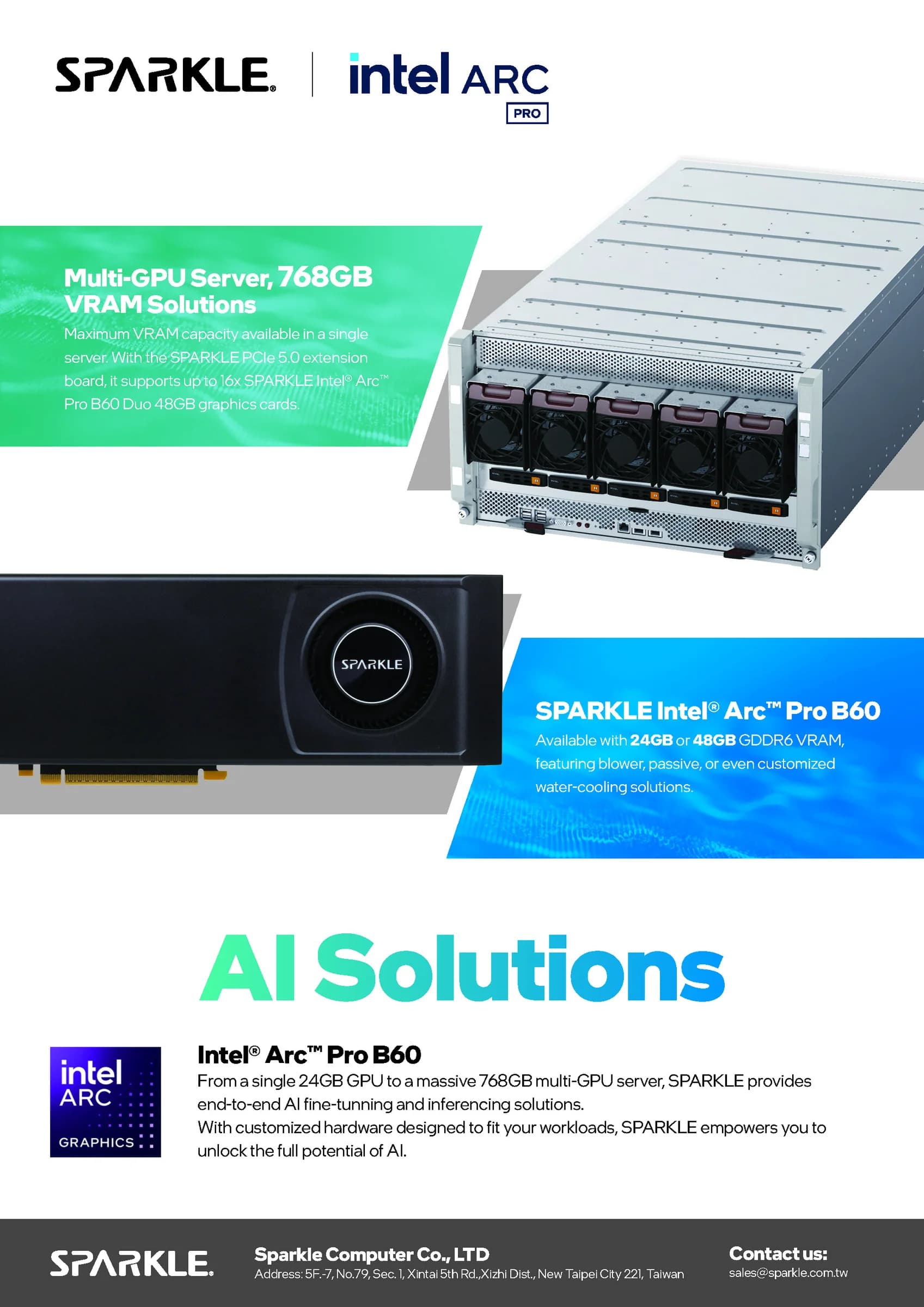 Sparkle pierde la cabeza: 768GB VRAM en un solo server con GPUs Intel Arc B60