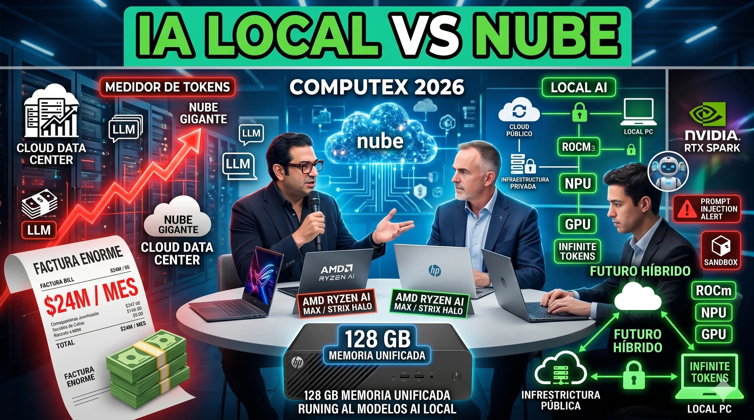 AMD y HP explican por qué la IA agéntica no vivirá solo en la nube: tokens caros, PCs con 128 GB y el regreso del cómputo local