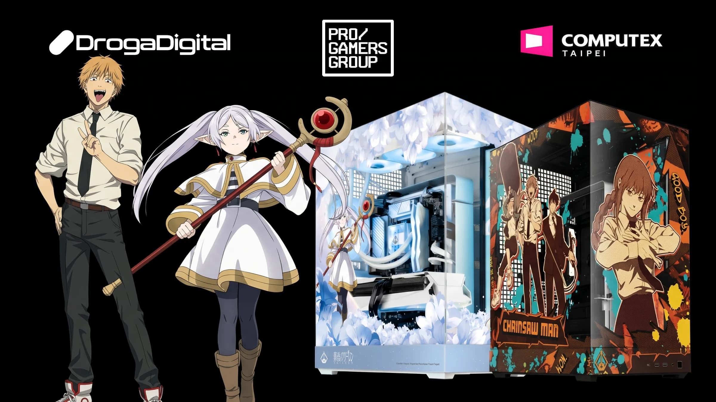 Las brutales colecciones de Chainsaw Man y Frieren de Pro Gamers Group arrasan en Computex 2026.