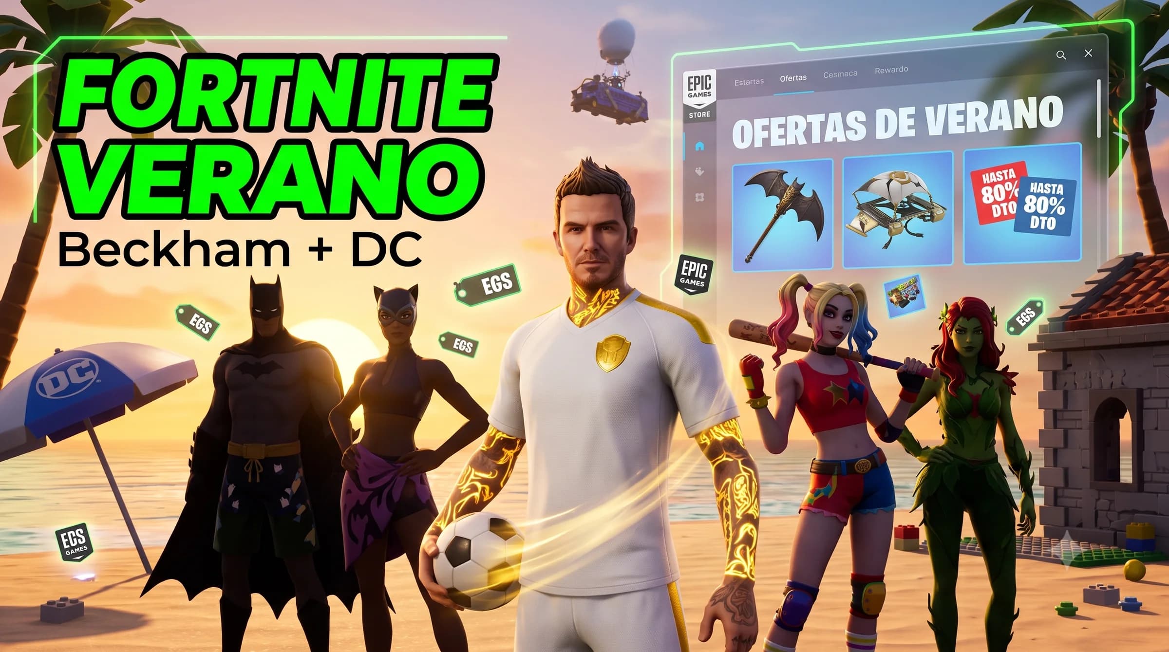 Fortnite junta a David Beckham, DC en traje de baño y ofertas de verano: Epic vuelve a vender cultura pop completa
