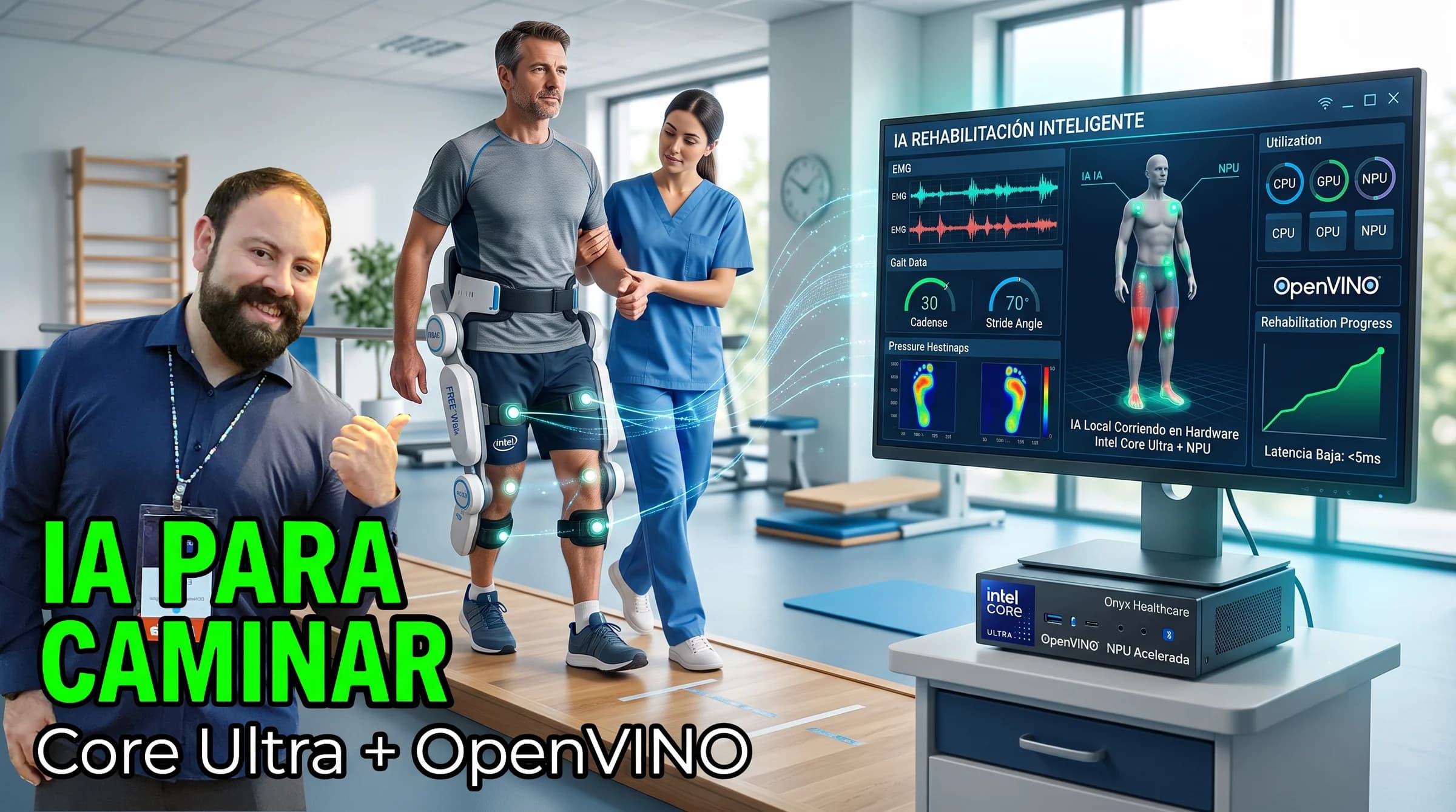 Intel, Onyx y FREE Bionics llevan la IA al exoesqueleto médico: Core Ultra y OpenVINO para rehabilitación inteligente