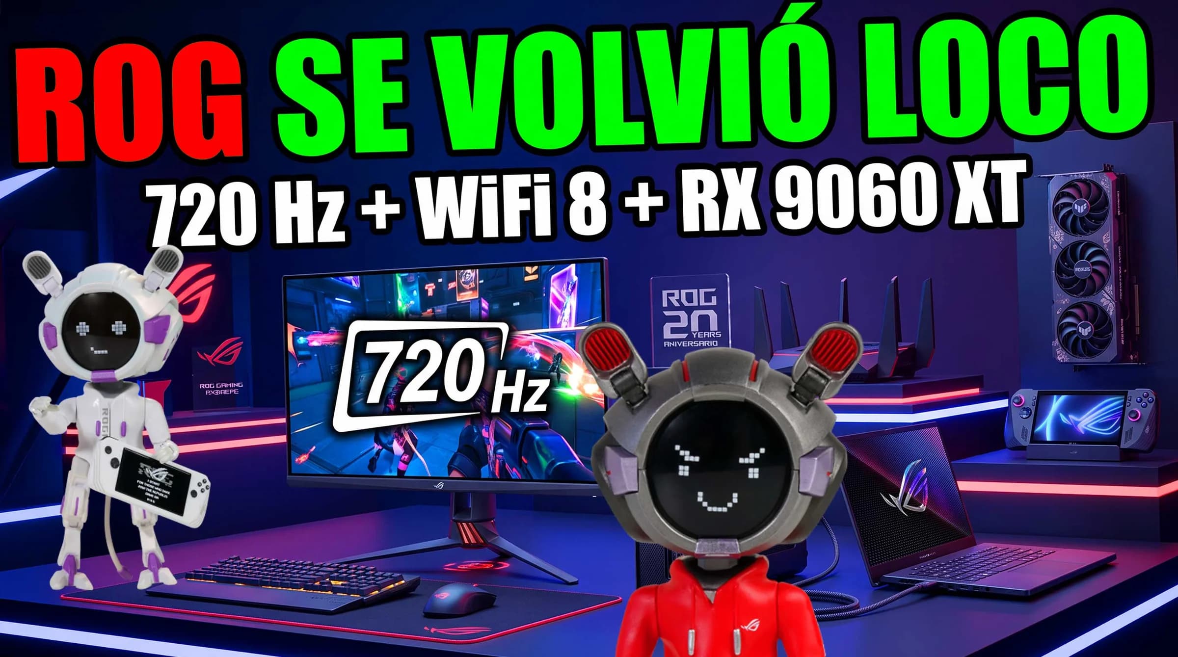 ASUS y ROG preparan un otoño enorme: OLED de 720 Hz, WiFi 8, nuevas GPUs y una RX 9060 XT externa