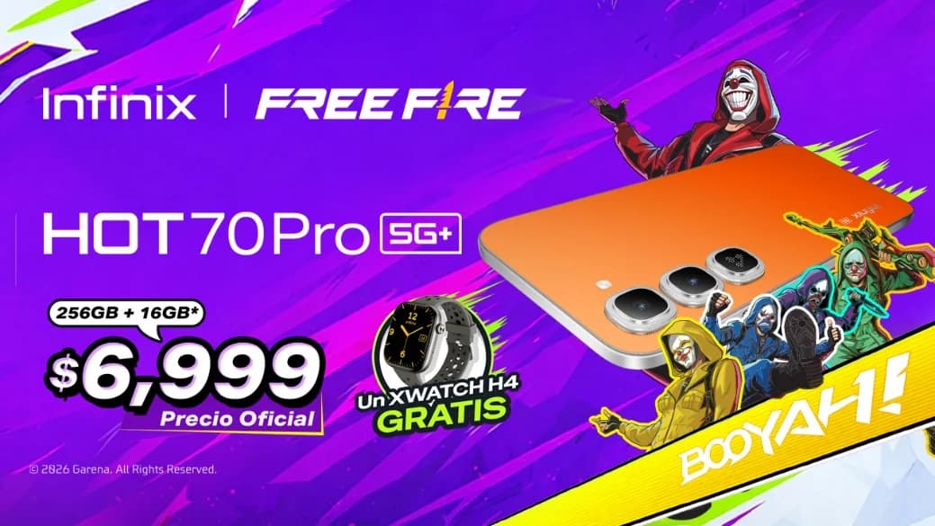 Infinix HOT 70 Pro 5G Free Fire Edition llega a México: gamer, llamativo y con IA, pero ojo con el marketing