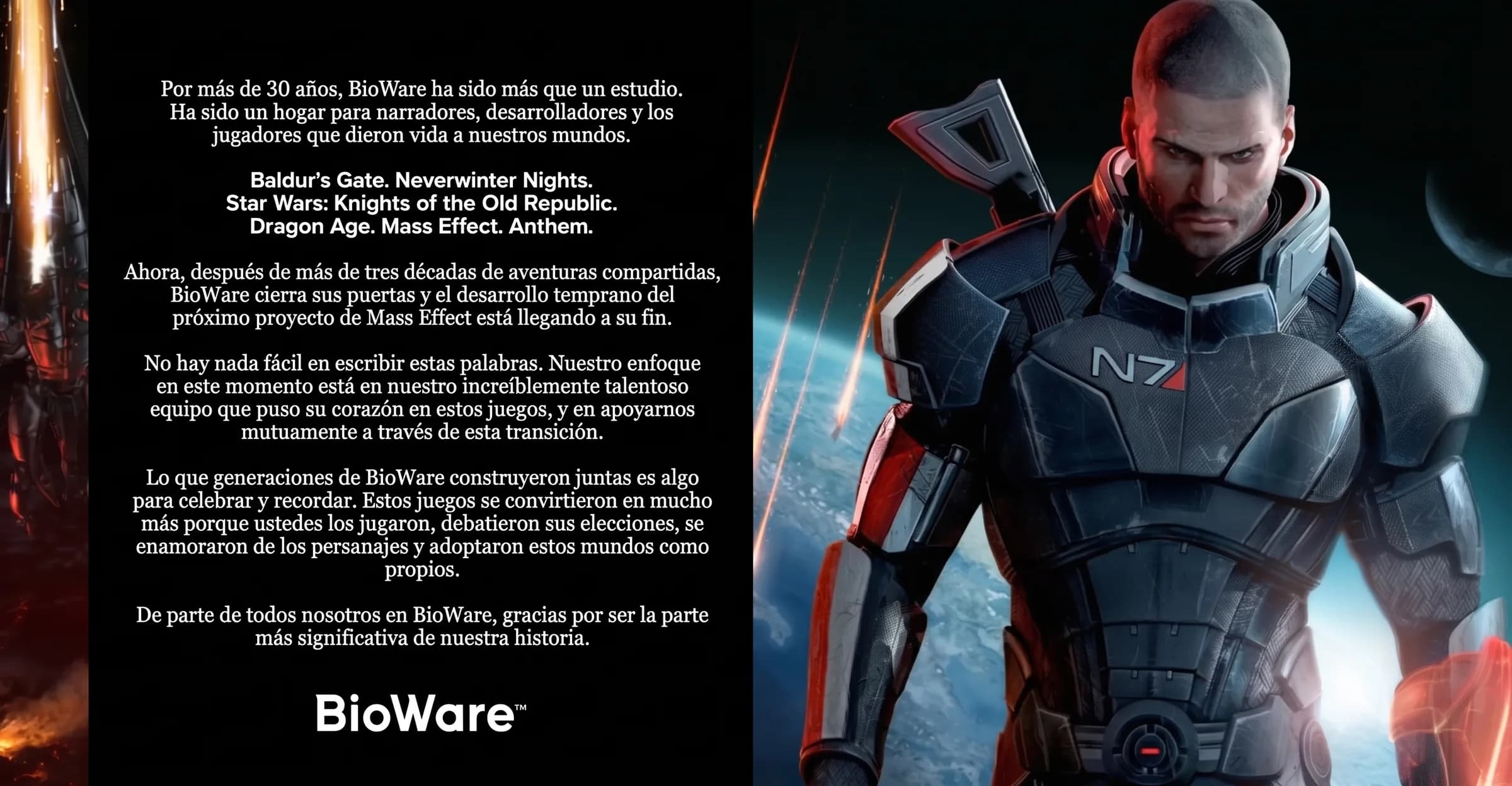 BIOWARE es cerrado por EA