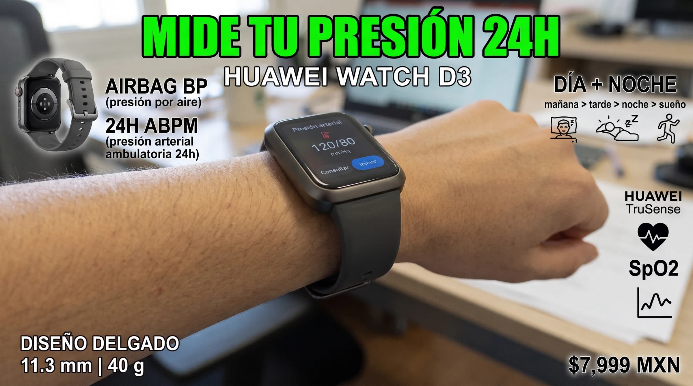 HUAWEI WATCH D3 llega a México: presión arterial durante 24 horas desde la muñeca por $7,999