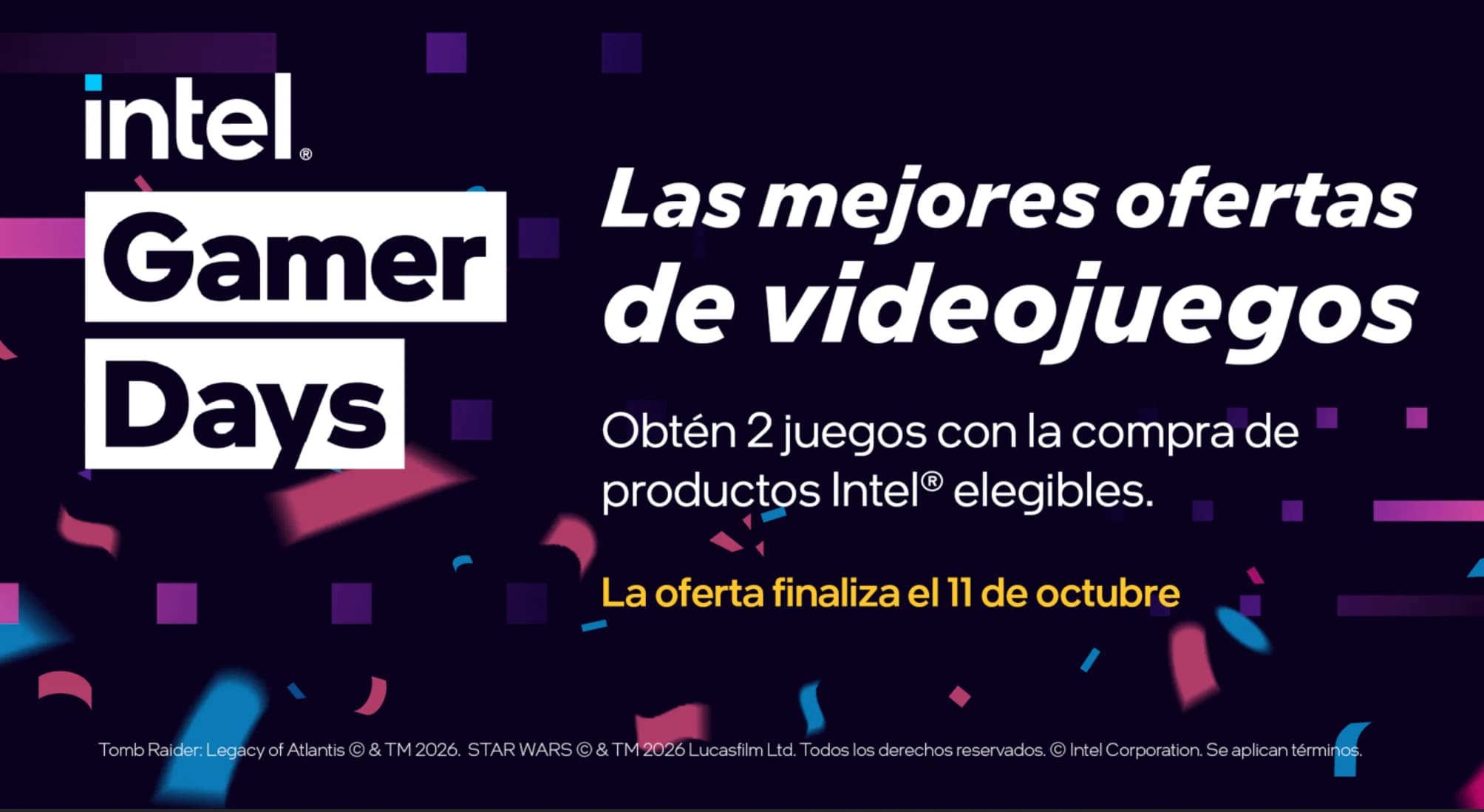 Intel Gamer Days 2026 regala STAR WARS: Galactic Racer y el nuevo Tomb Raider con hardware Intel