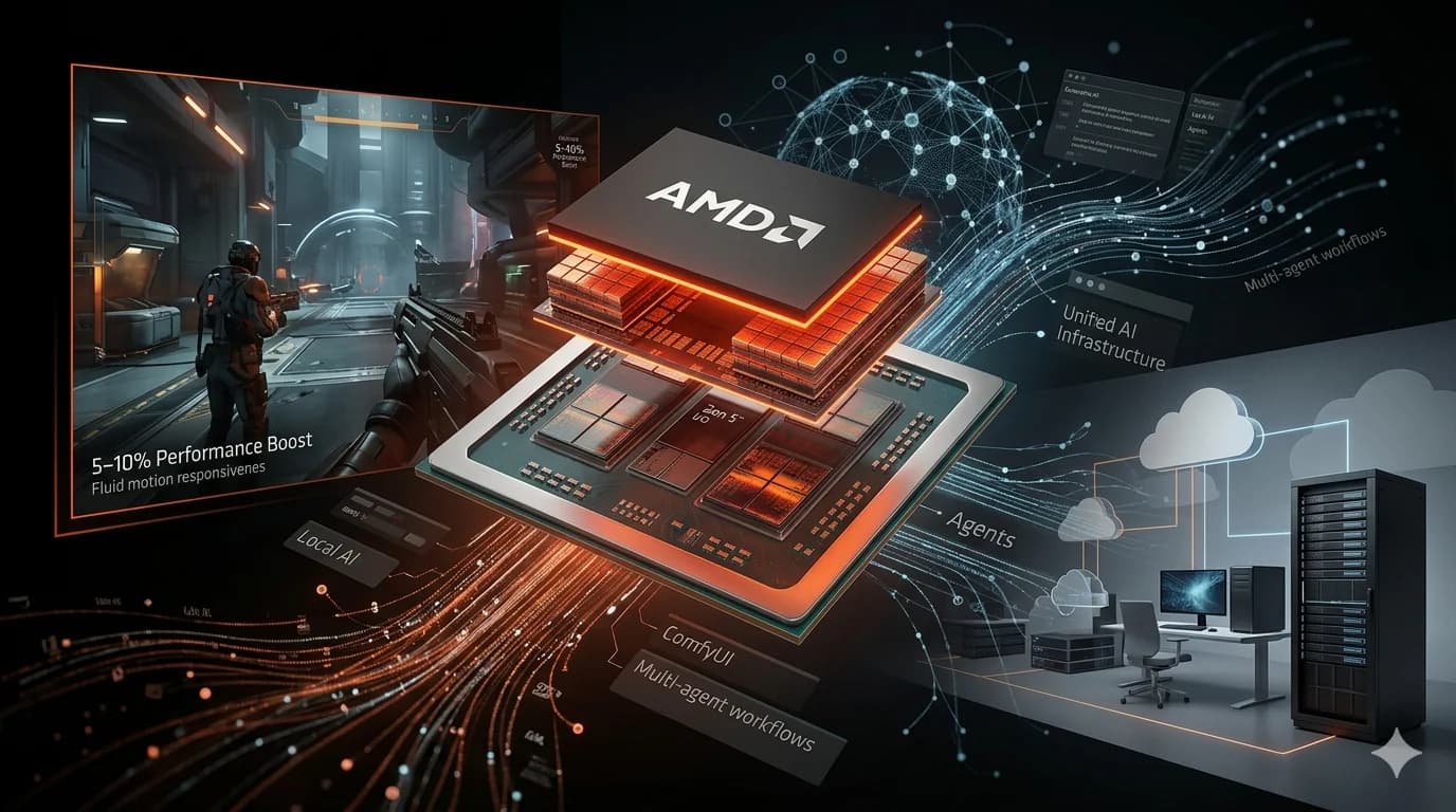 AMD empuja el ecosistema completo: Ryzen 9950X3D con 3D V-Cache dual, IA local y la nueva era de PCs con agentes