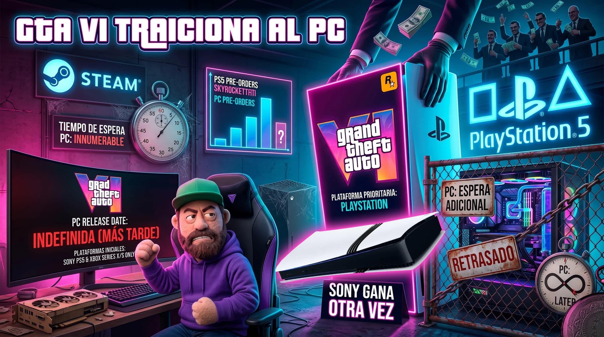 Take-Two confirma por qué GTA VI llegará tarde a PC: “los jugadores de consola son prioridad”… aunque el PC ya genera hasta la mitad de sus ventas