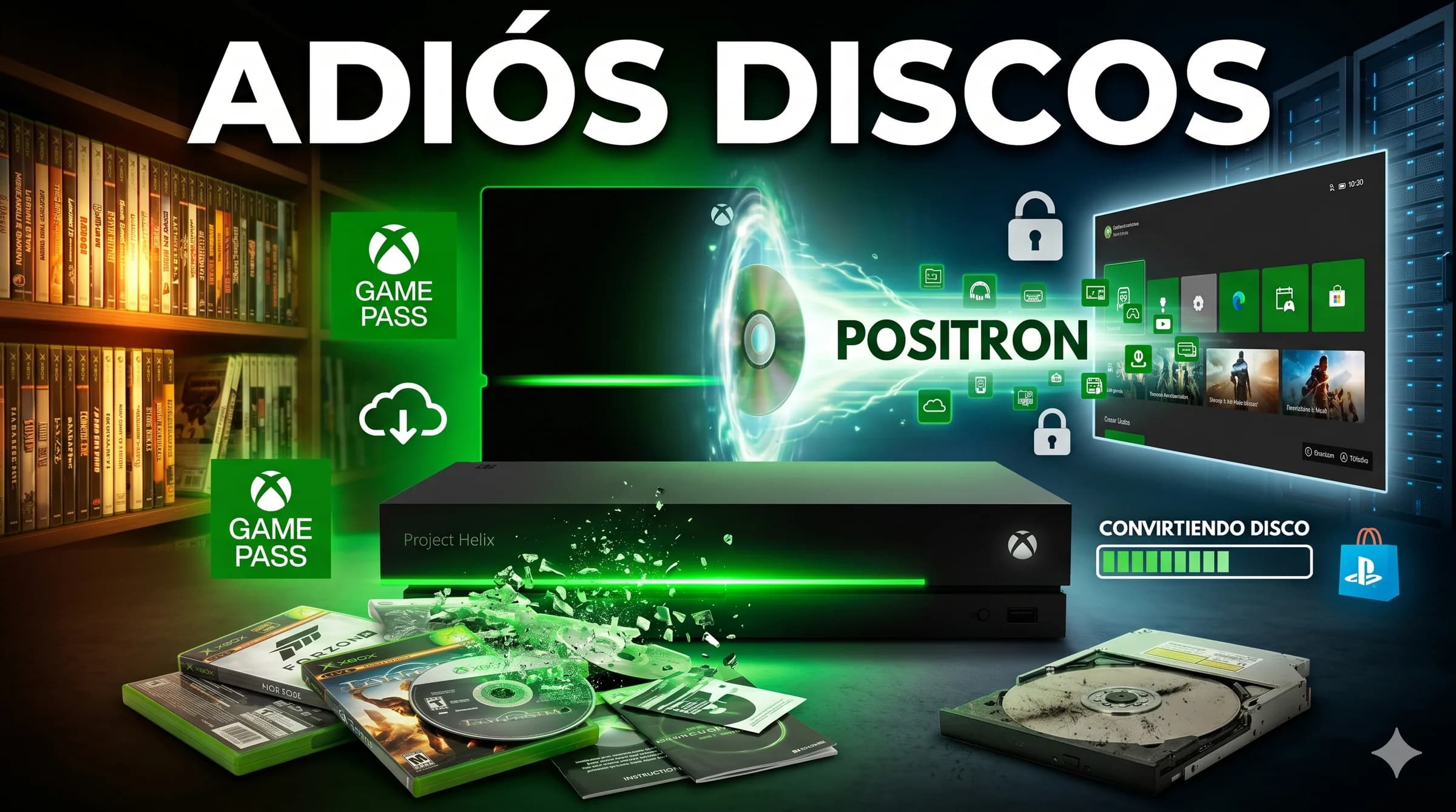 Xbox Project Helix sin lector de discos: Microsoft quiere enterrar el formato físico… pero Positron podría ser su “último sacramento”