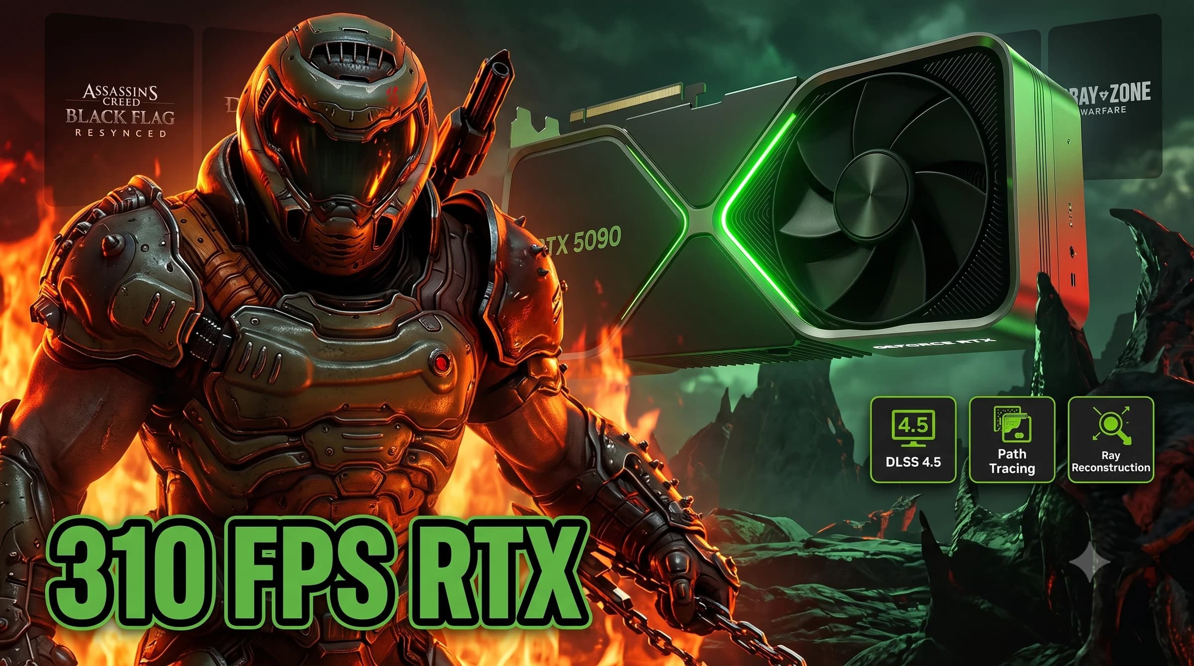 NVIDIA lleva DLSS 4.5 y Path Tracing a DOOM: The Dark Ages | Revelations, pero los 310 FPS son territorio RTX 5090