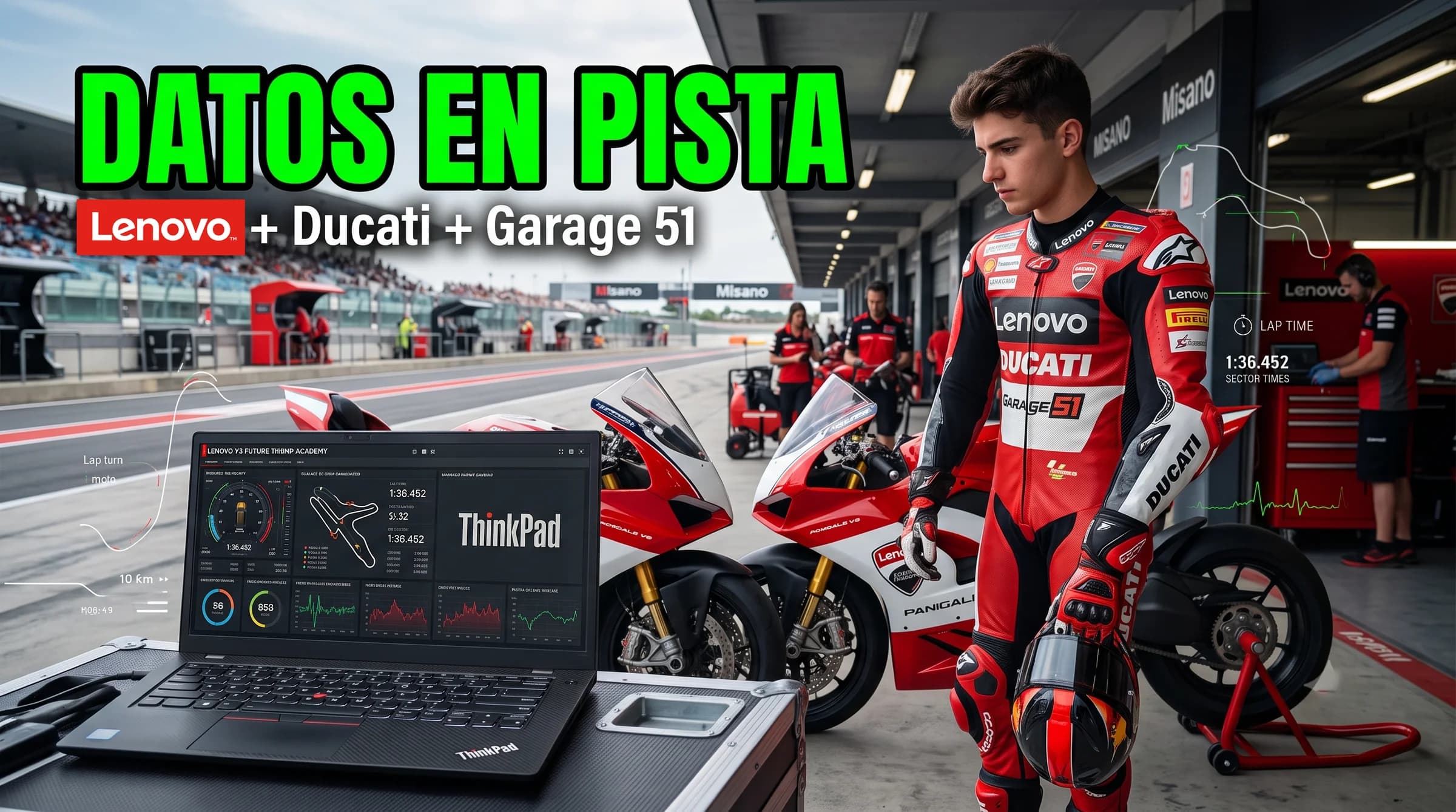 Lenovo y Ducati llevan el análisis de datos a jóvenes pilotos con la V2 Future Champ Academy