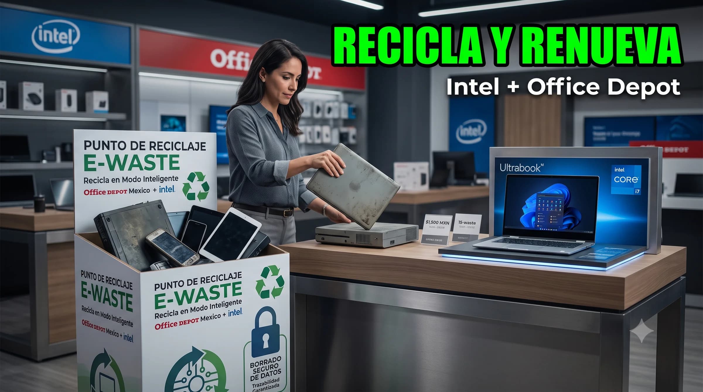 Office Depot e Intel lanzan “Recicla en Modo Inteligente”: $1,500 pesos por entregar electrónicos, pero la clave será la trazabilidad