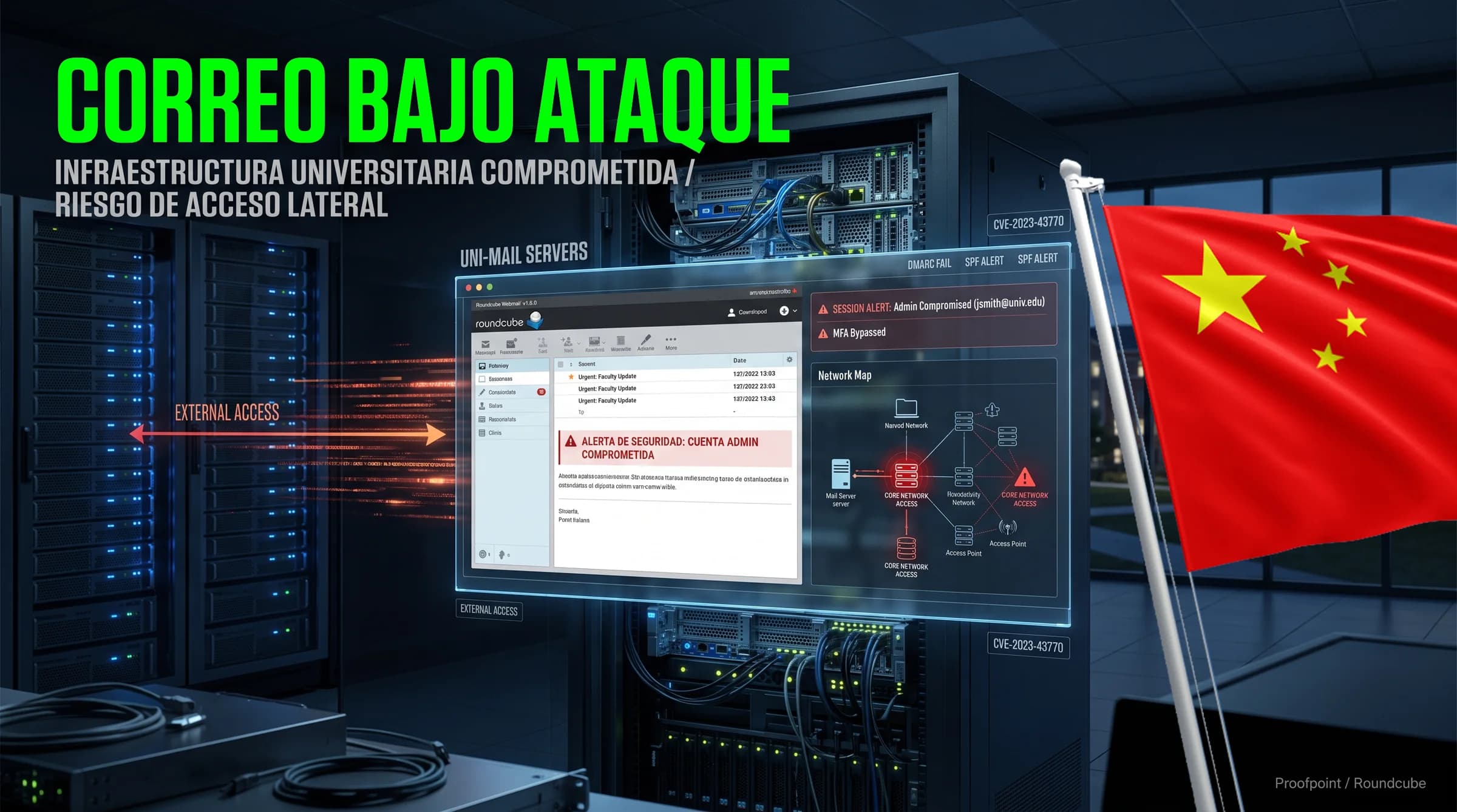 Proofpoint advierte campaña ligada a China contra servidores Roundcube: el correo ya no es solo phishing, también es infraestructura crítica