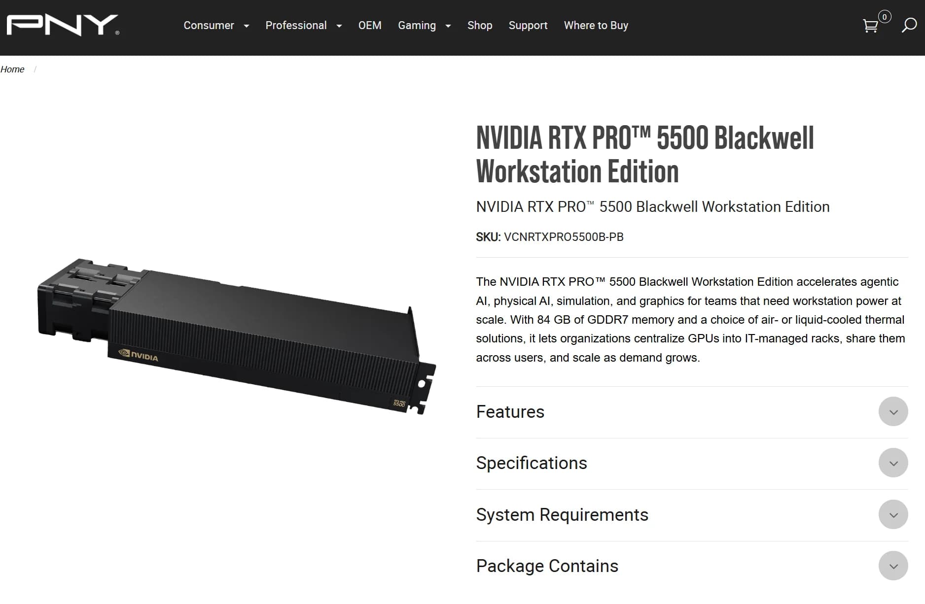 NVIDIA RTX PRO 5500 llega con 84 GB GDDR7 ECC y 600 W para IA y workstations en rack
