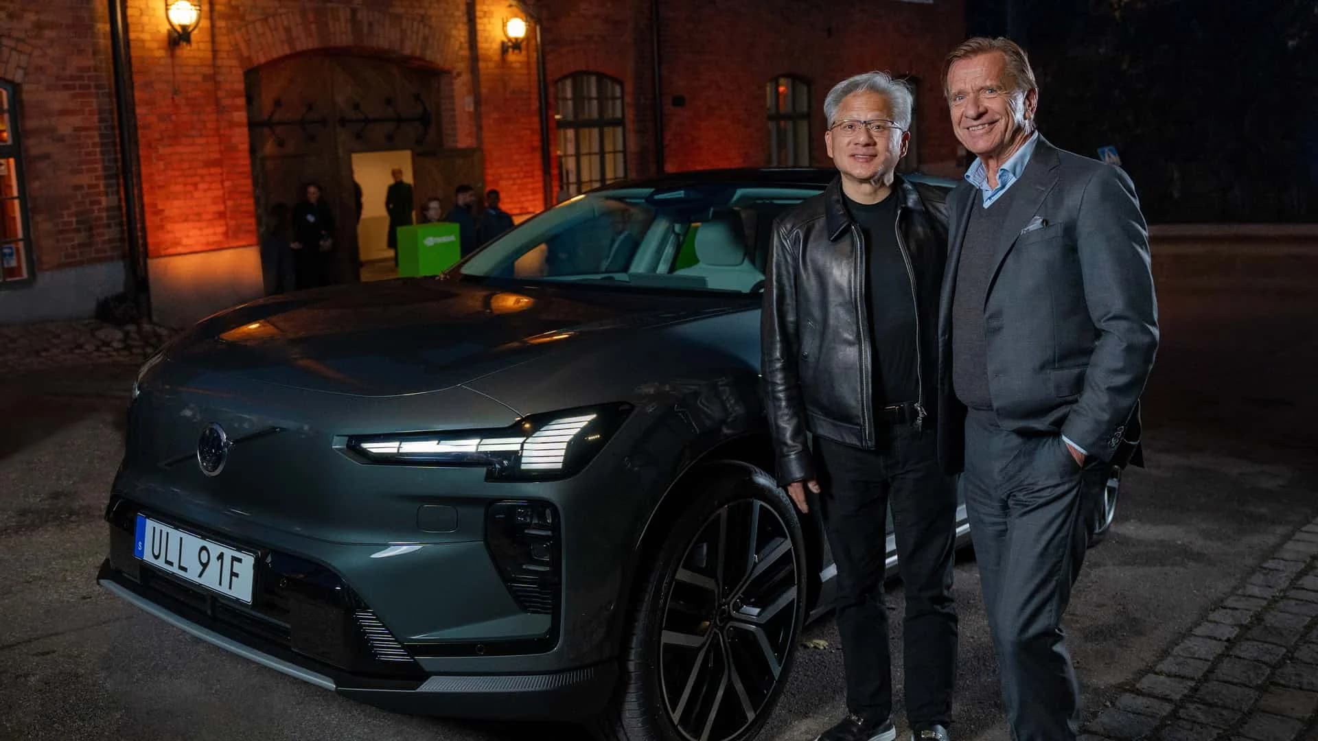 nvidia founder and ceo jensen huang left volvo cars ceo hakan samuelsson right